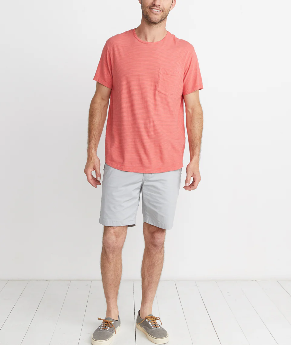 Saddle Pocket Tee in Red Stripe