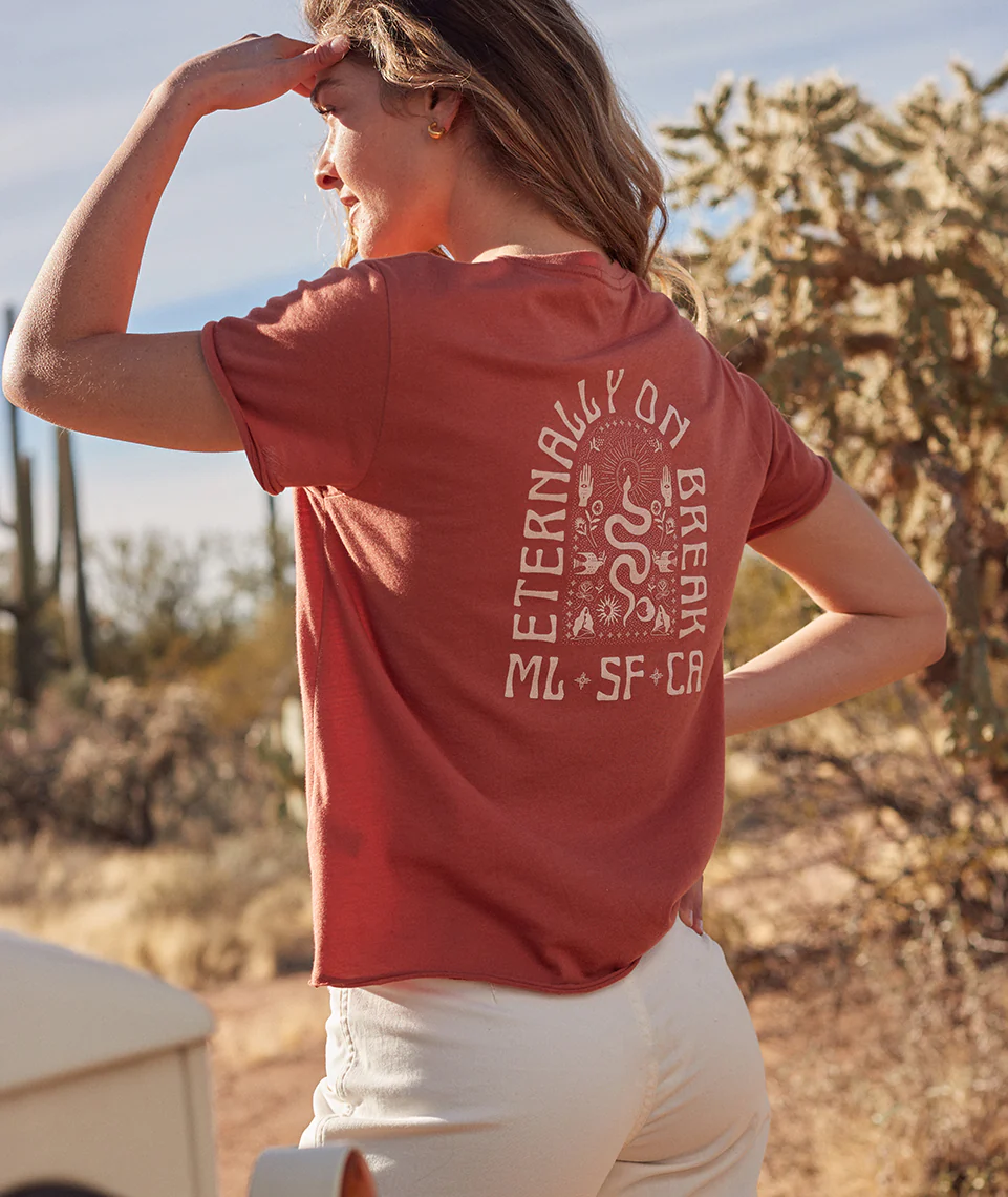 Boyfriend Crew Graphic Tee in Redwood