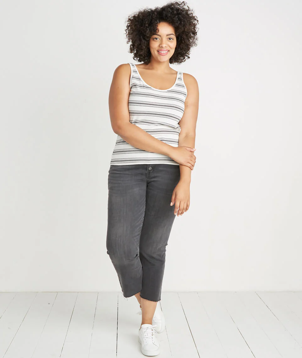 Logan Tank in Natural/Charcoal Stripe