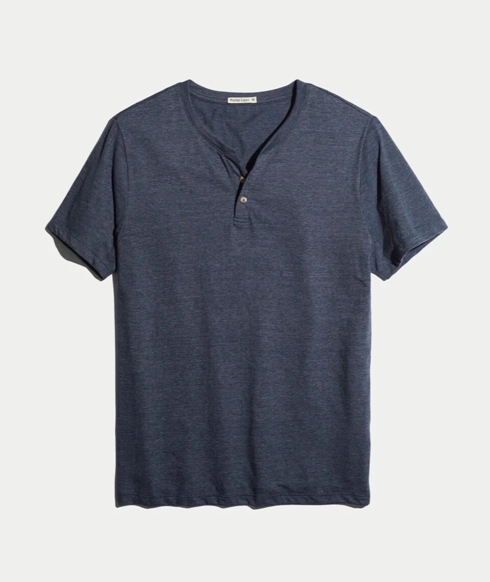 Shortsleeve Henley in Dark Denim