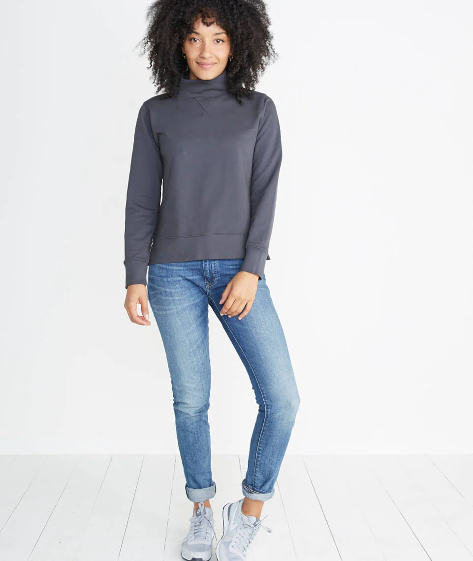 Evie Funnel Neck Sweatshirt in Faded Black