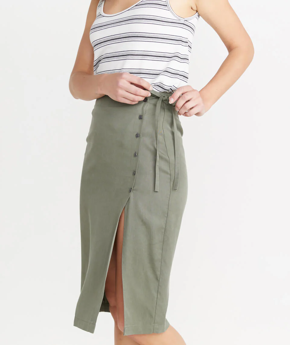 Layla Wrap Skirt in Dusty Olive