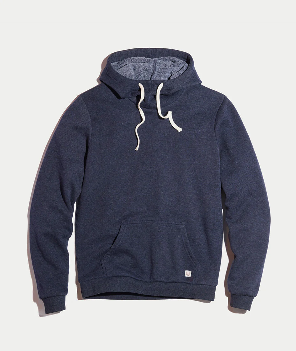 Sherpa Cowlneck Hoodie in Navy