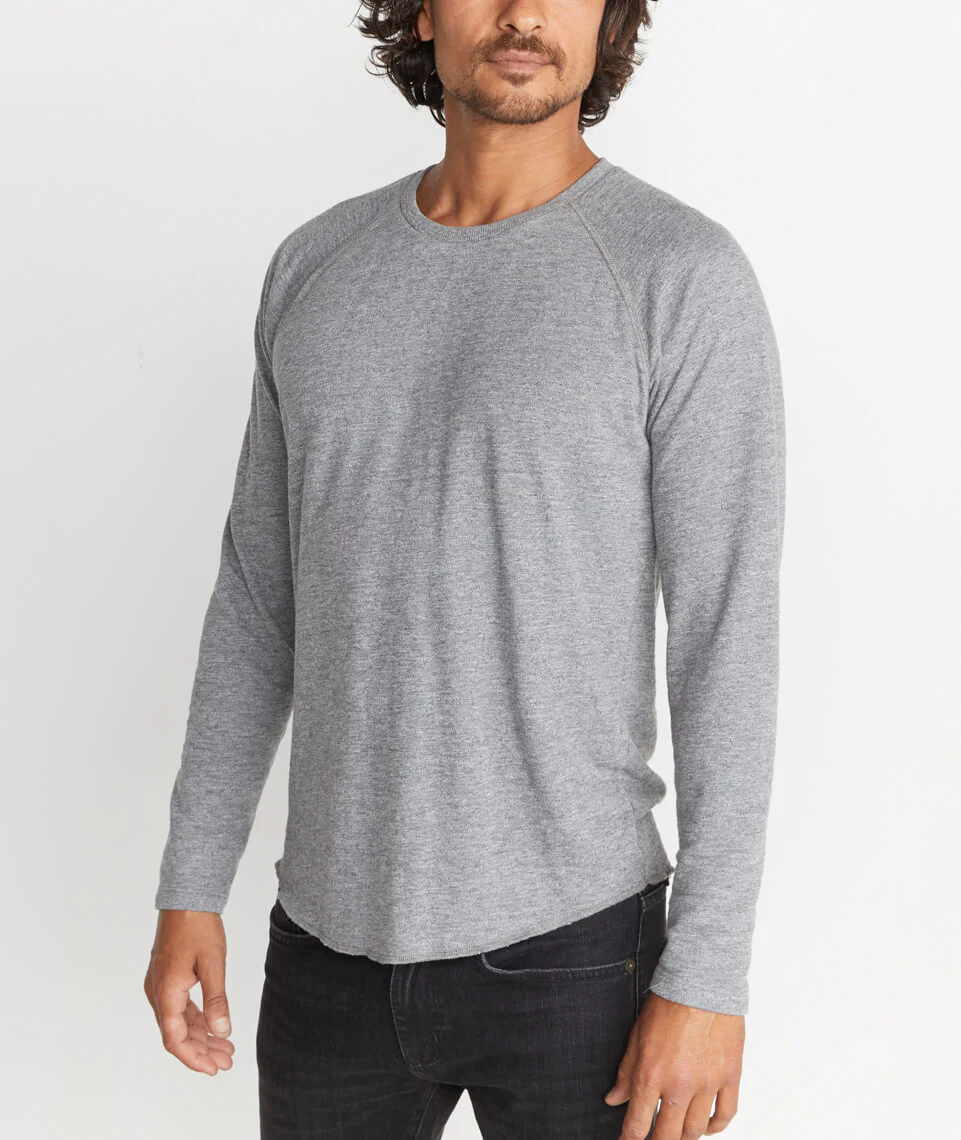 Double Knit Baseball Raglan in Heather Grey