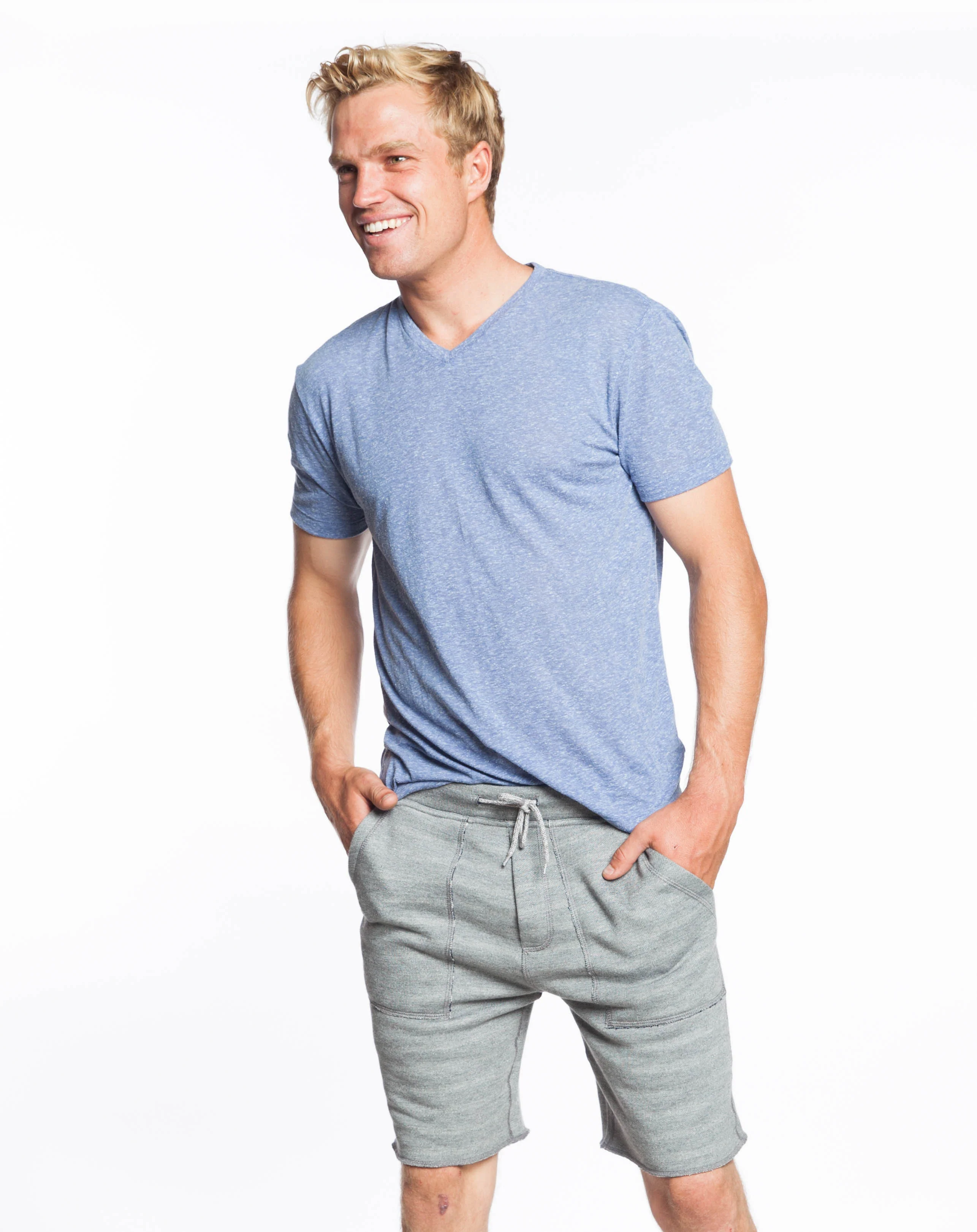 Melange V-Neck Tee - Periwinkle