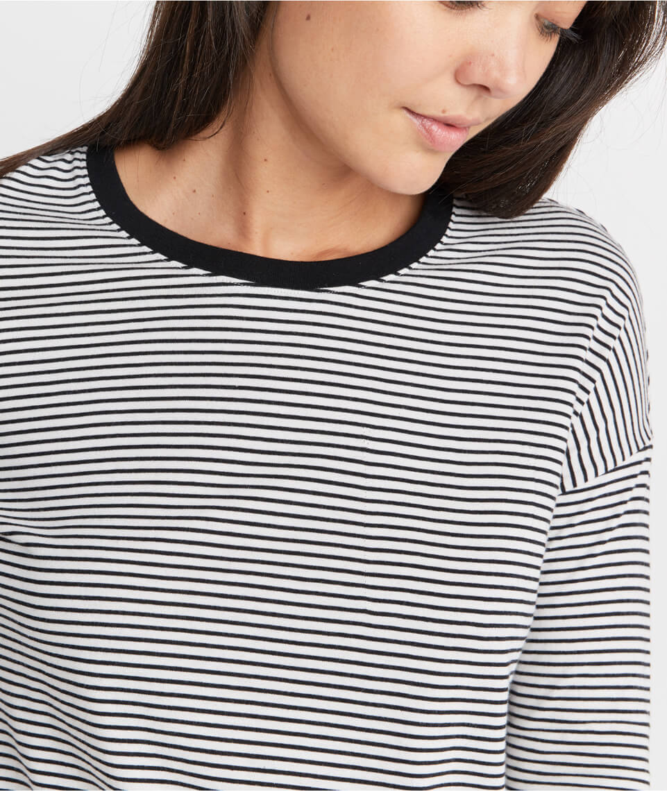 Merritt Crew in Black/White Stripe