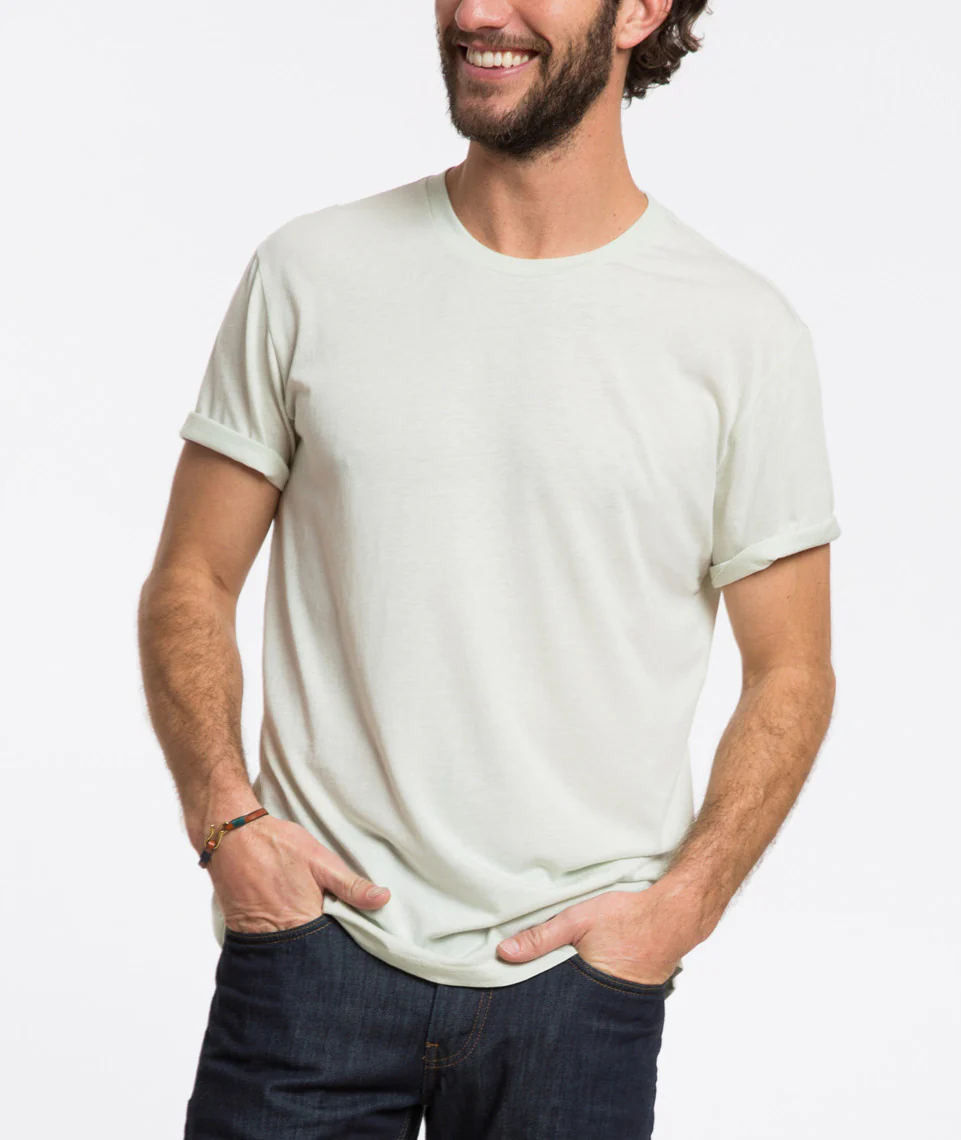 Signature Pigment Dye Crewneck - Bleached Aqua