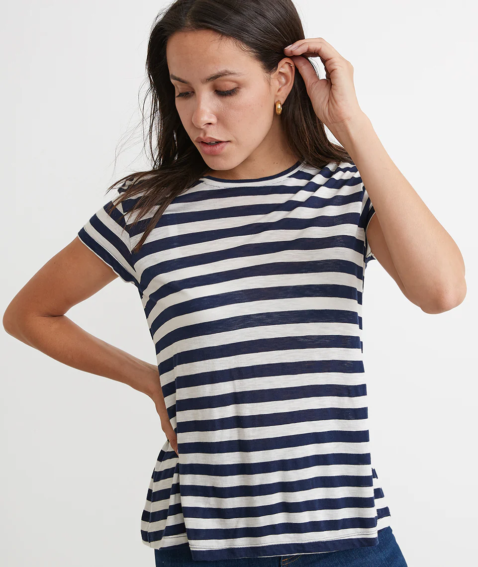 Swing Crew in Navy Blazer/White Stripe