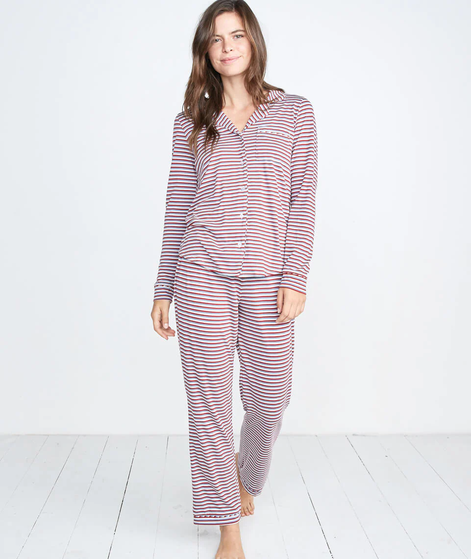 Classic PJ Top in Rosewood Stripe