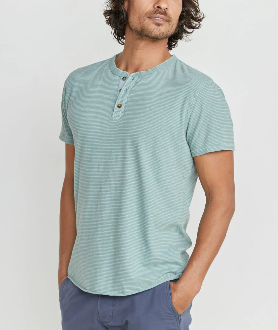 Shortsleeve Henley in Surf Green