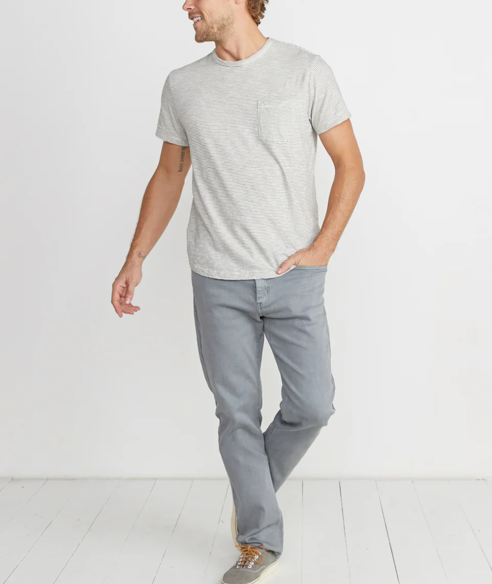 Saddle Pocket Tee - Natural/Black Stripe