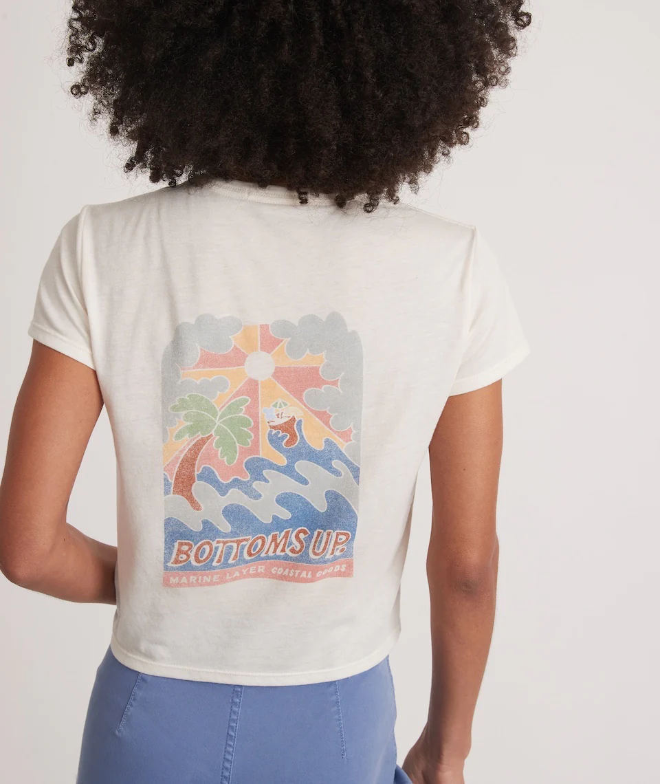 Crop Graphic Tee in White