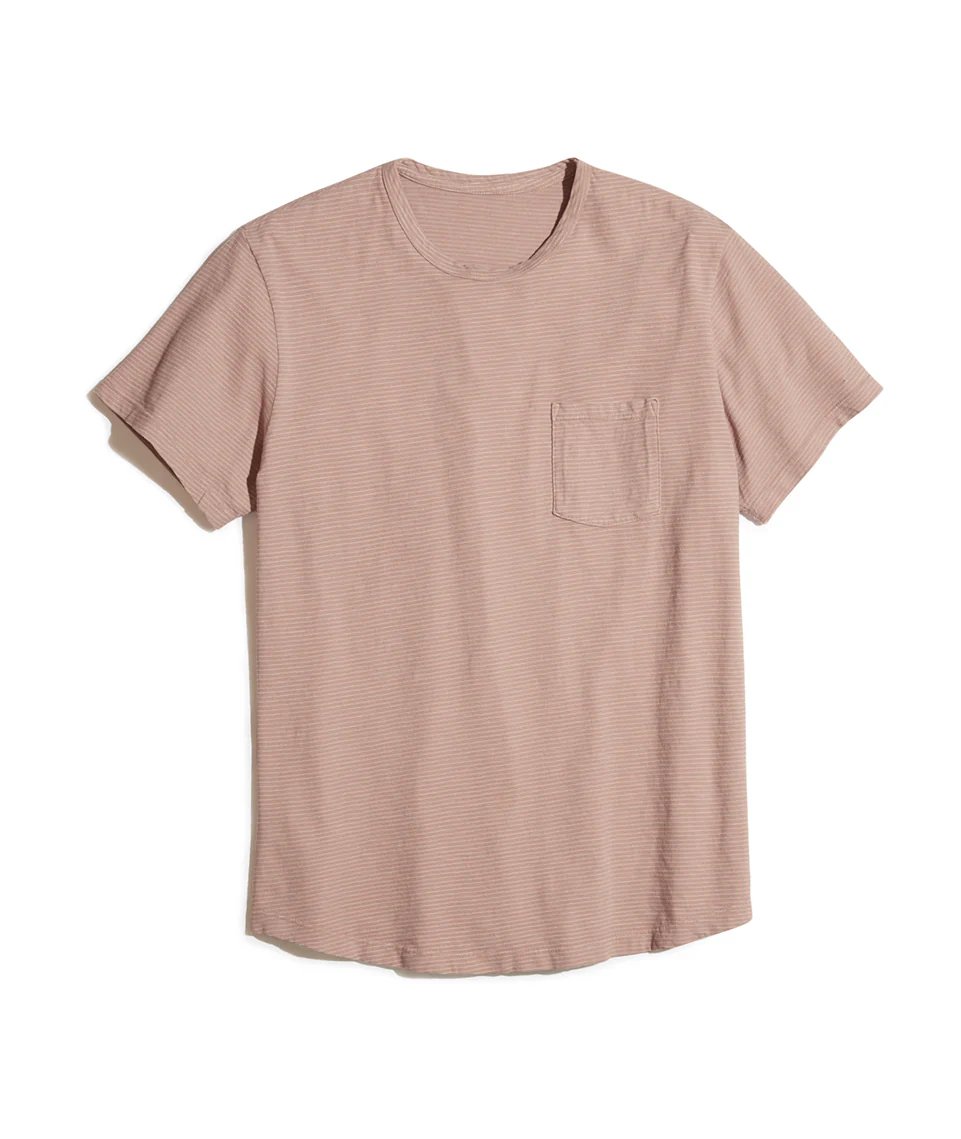 Saddle Pocket Tee in Pink/White Stripe