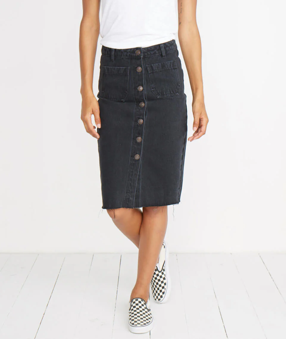 Blake Midi Skirt in Faded Black