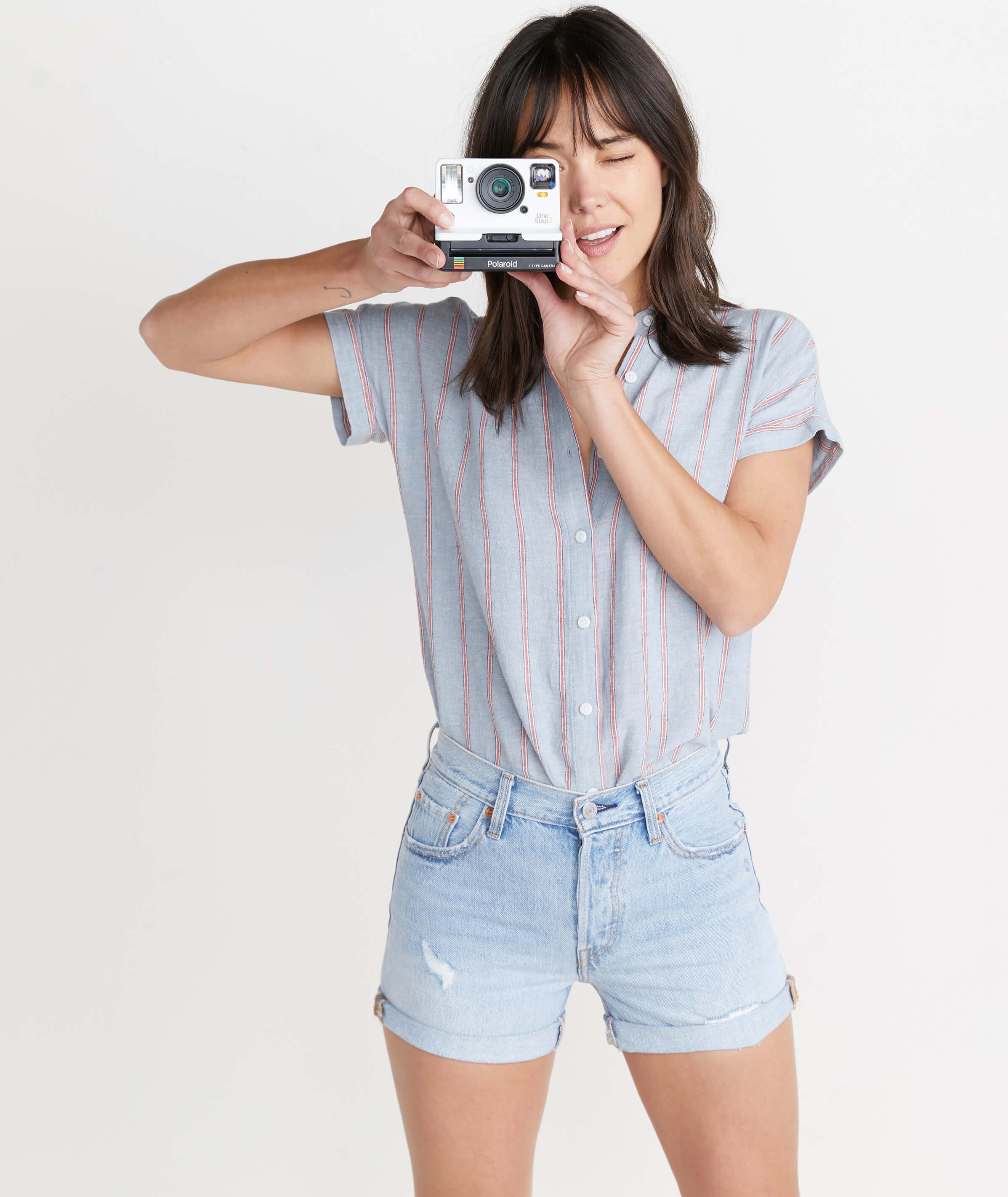 Paige Button Down in Ashley Blue