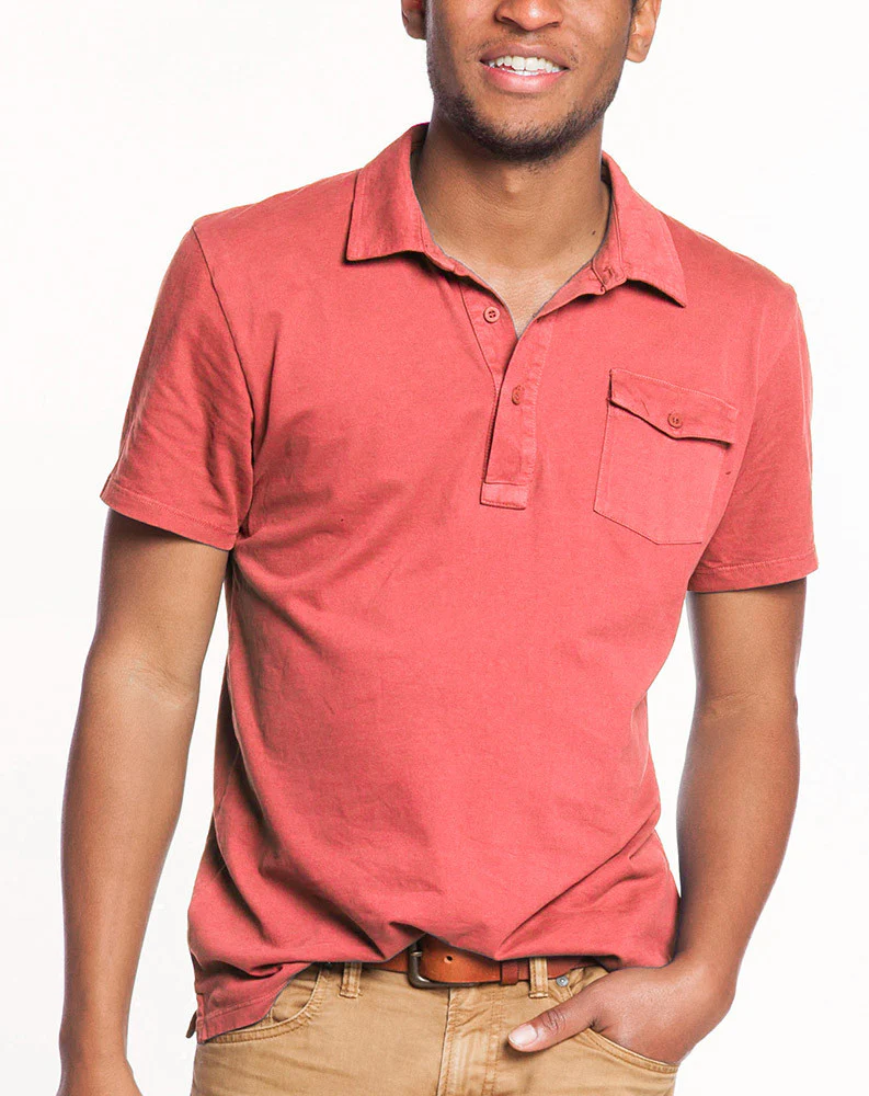 Sueded Jersey Polo - Faded Red