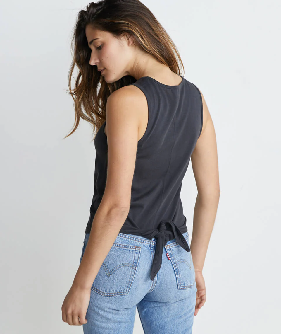 Lori Tie Back Tank in Faded Black