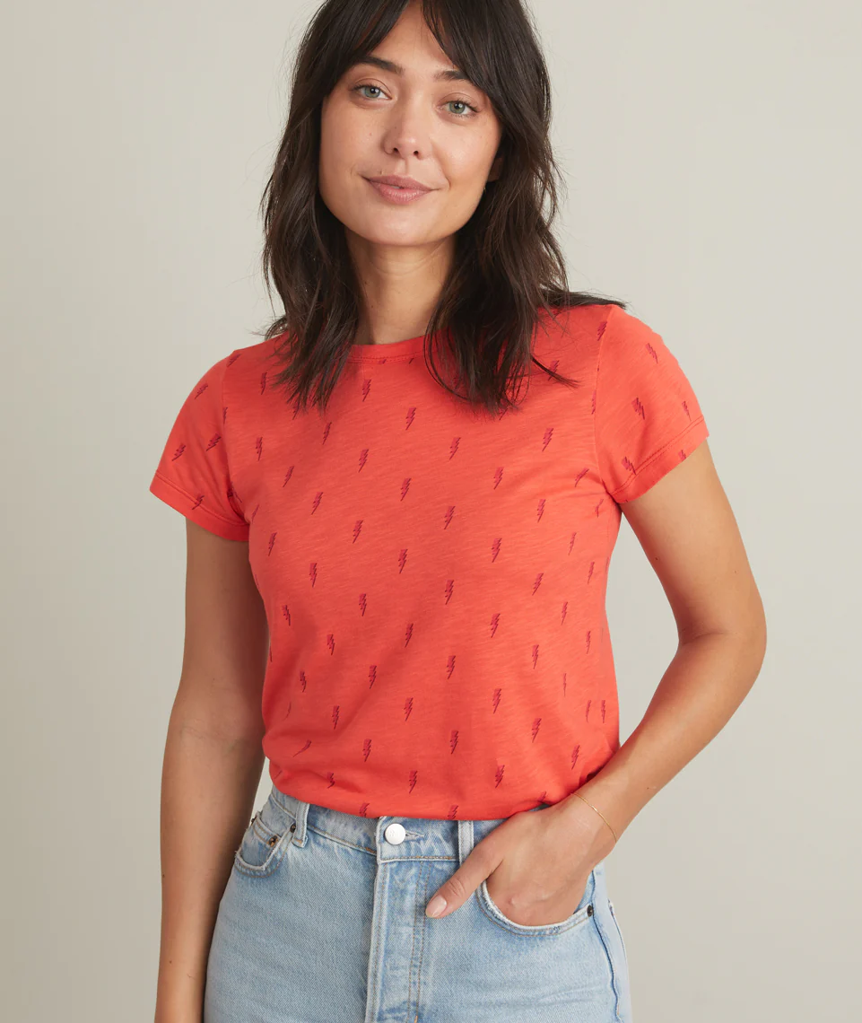 Classic Crew Tee in All Over Lightning Bolt Print