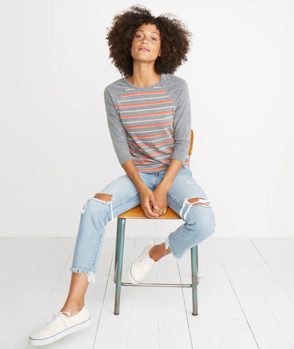 Lightweight Baseball Raglan in Multi Stripe