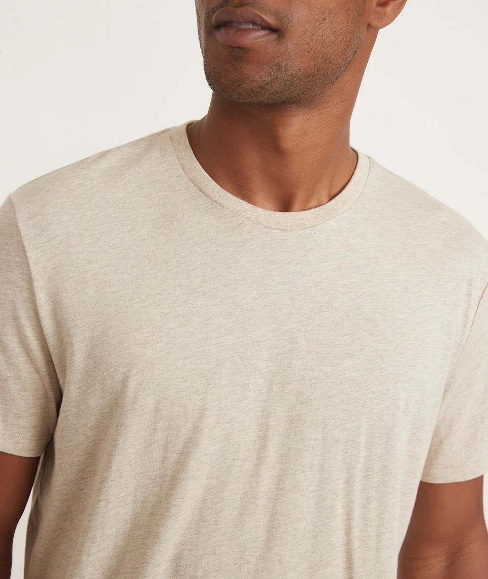 Signature Crew Tee in Heather Oatmeal
