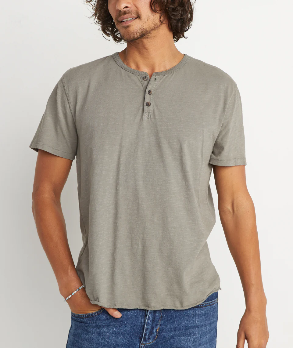 Short Sleeve Henley in Agave