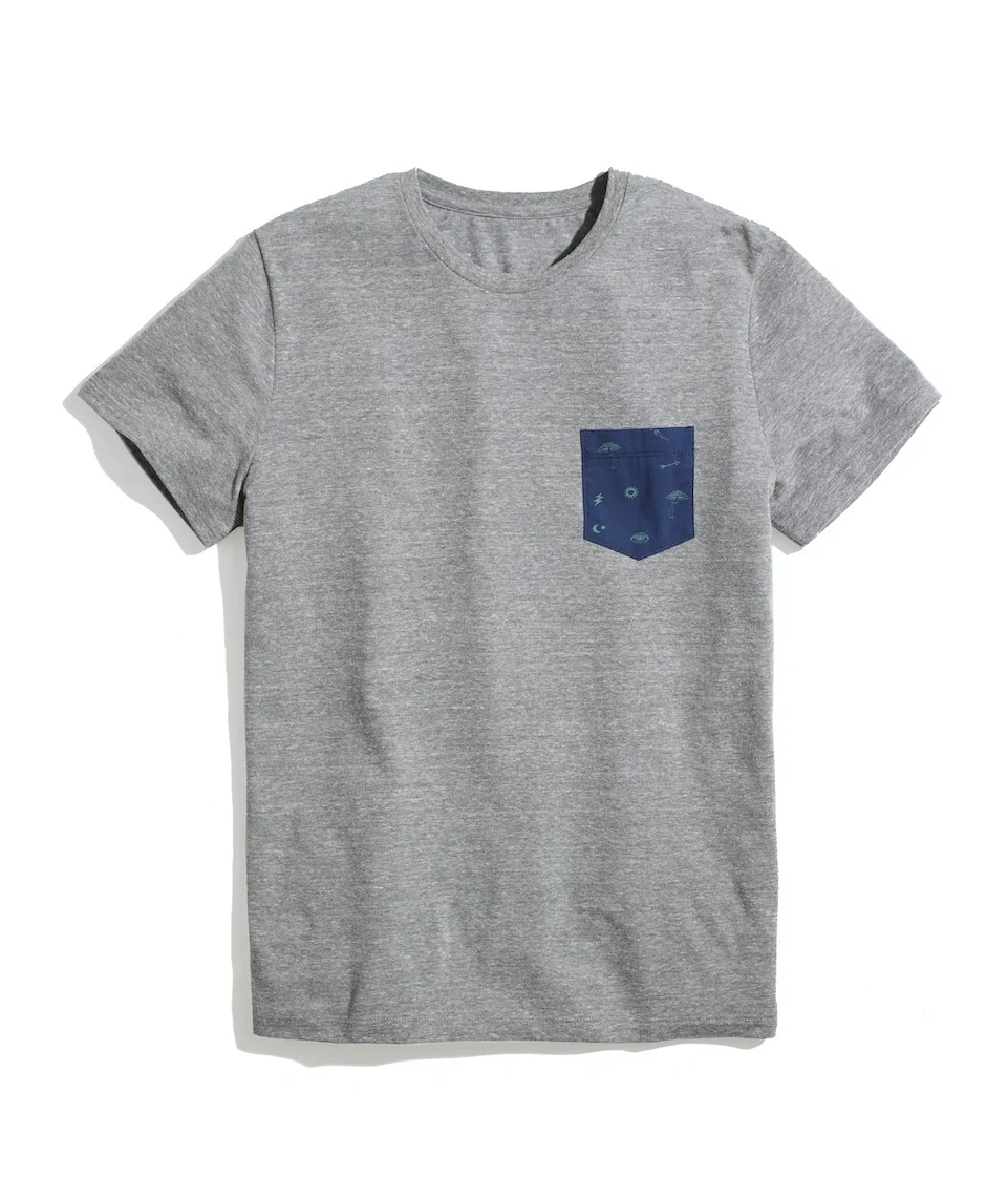 Signature Pocket Tee in Heather Grey