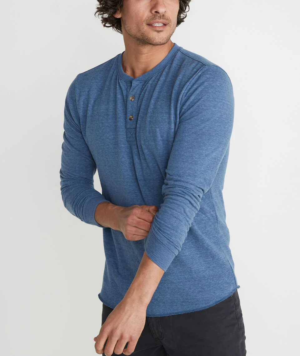 Double Knit Henley in Faded Lagoon