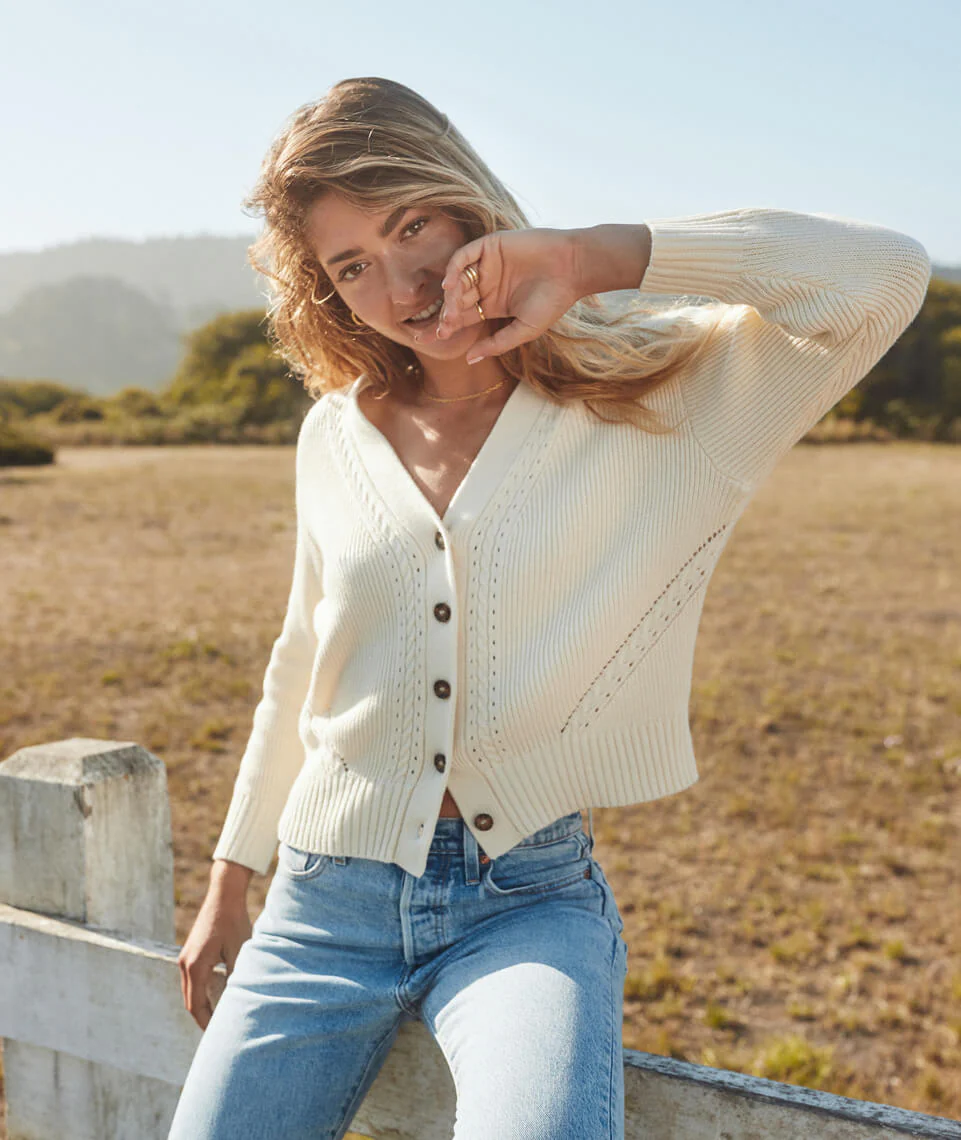 Robin Crop Cardigan in Ivory