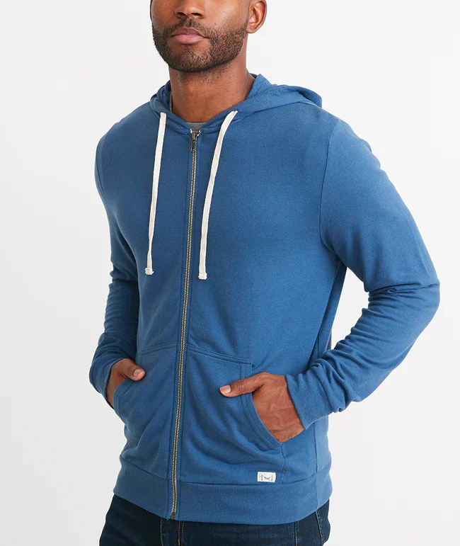 Mens Afternoon Full Zip Hoodie in Faded Navy