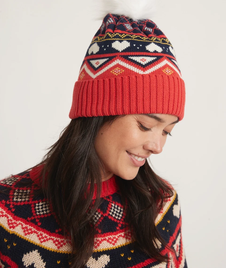 Fair Isle Beanie in Red