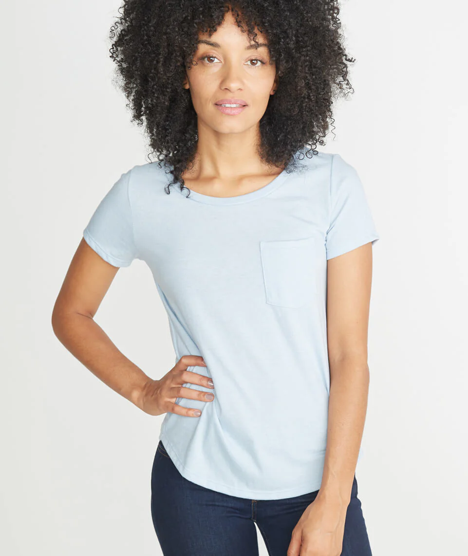 Boyfriend Pocket Tee in Carolina Blue