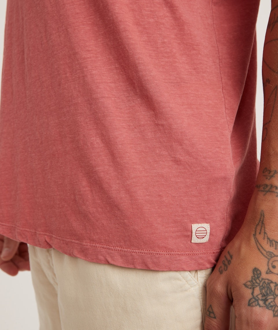 Short Sleeve Hemp Cotton Pocket Tee in Faded Rose