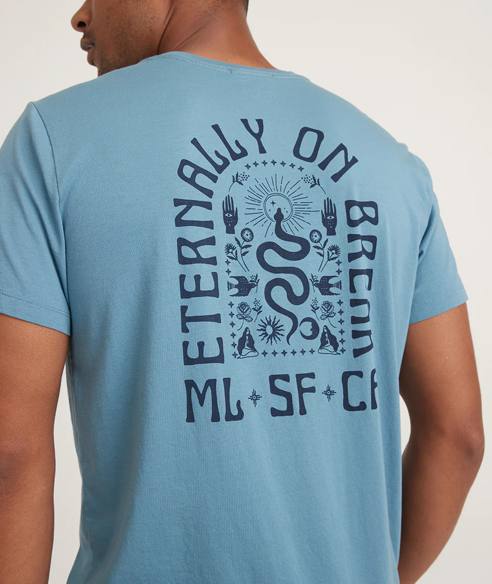 Signature Crew Graphic Tee in Aegean Blue