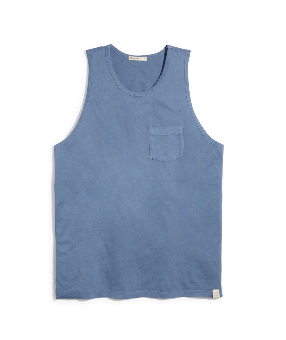 Garment Dye Signature Tank in China Blue