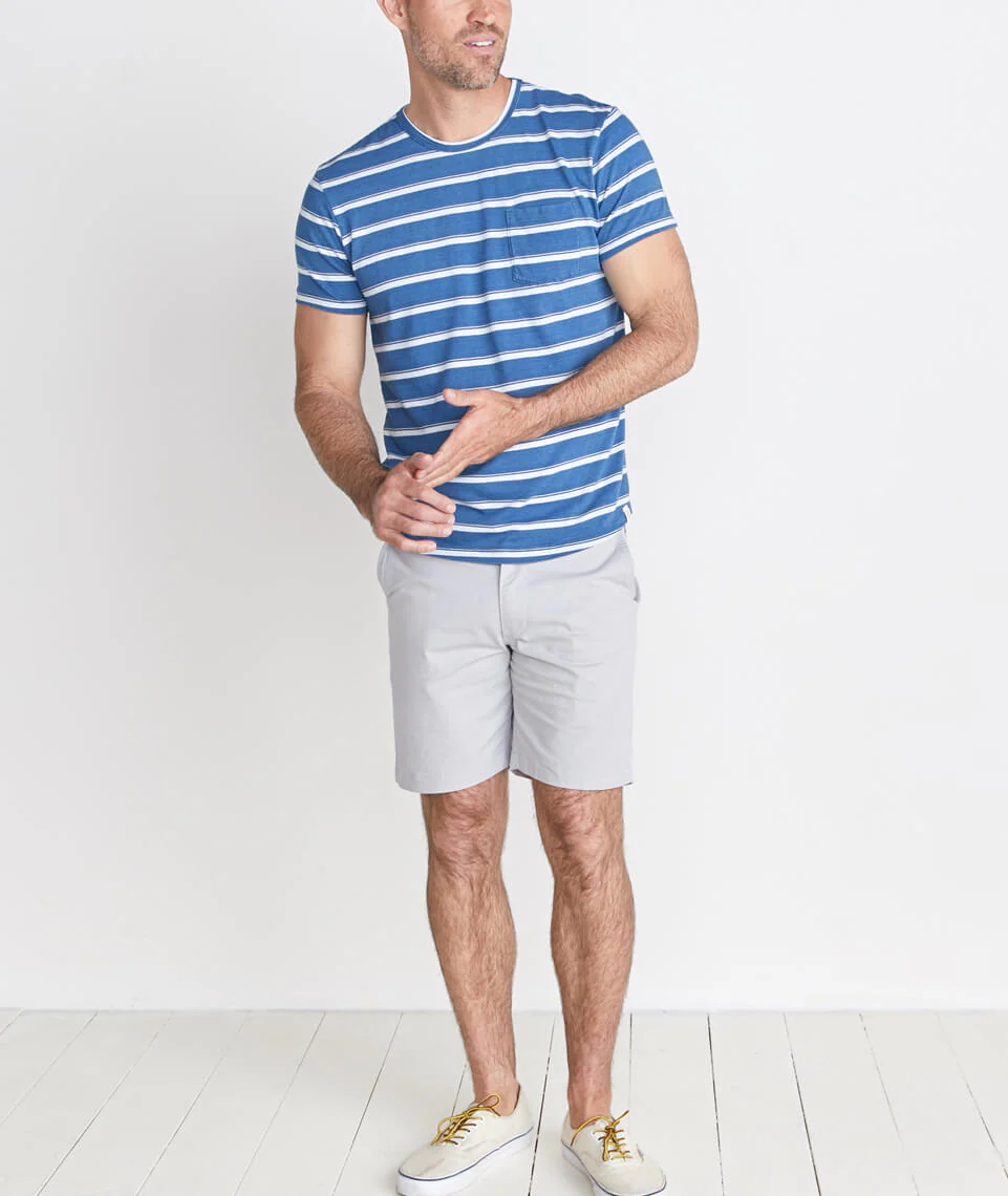 Saddle Pocket Tee in Indigo Stripe