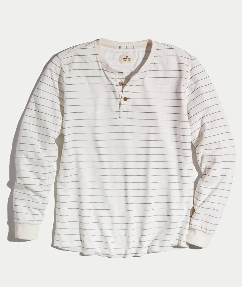 Double Knit Henley - Natural Stripe