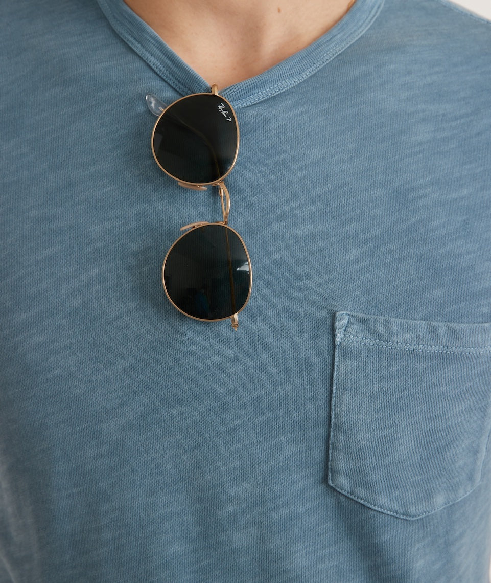 Vintage Heavy Slub Pocket Tee in Provincial Blue
