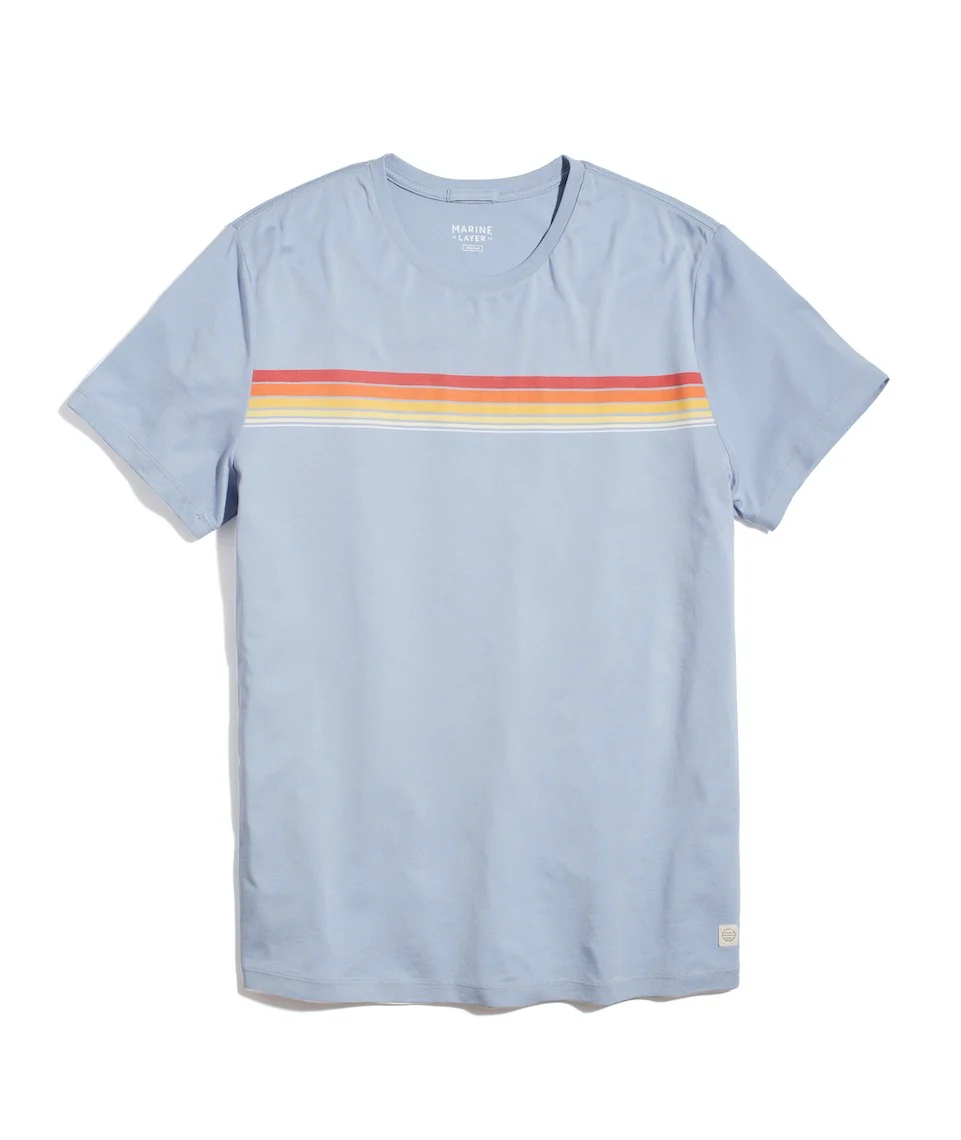 Signature Crew Graphic Tee in Dusty Blue