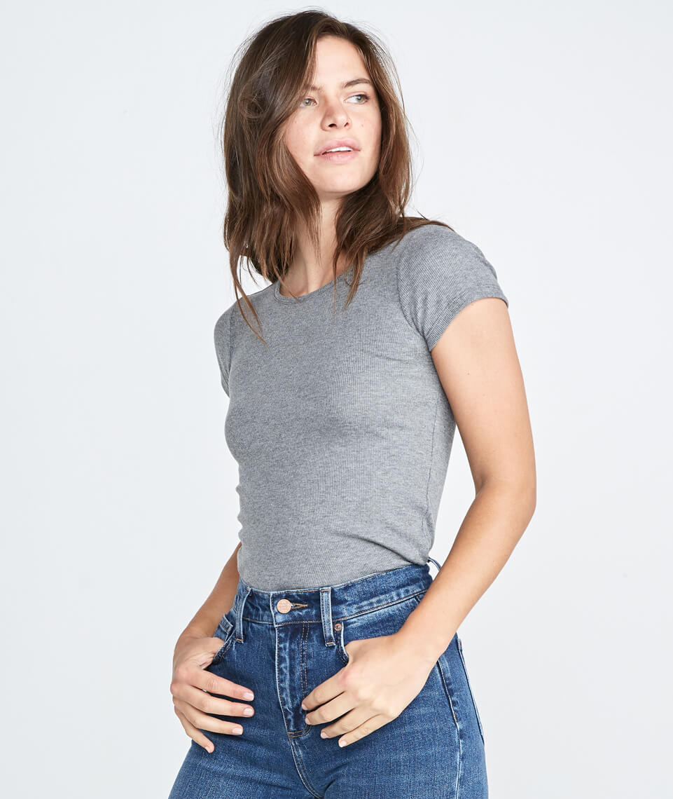 Lila Rib Scoopneck in Heather Grey