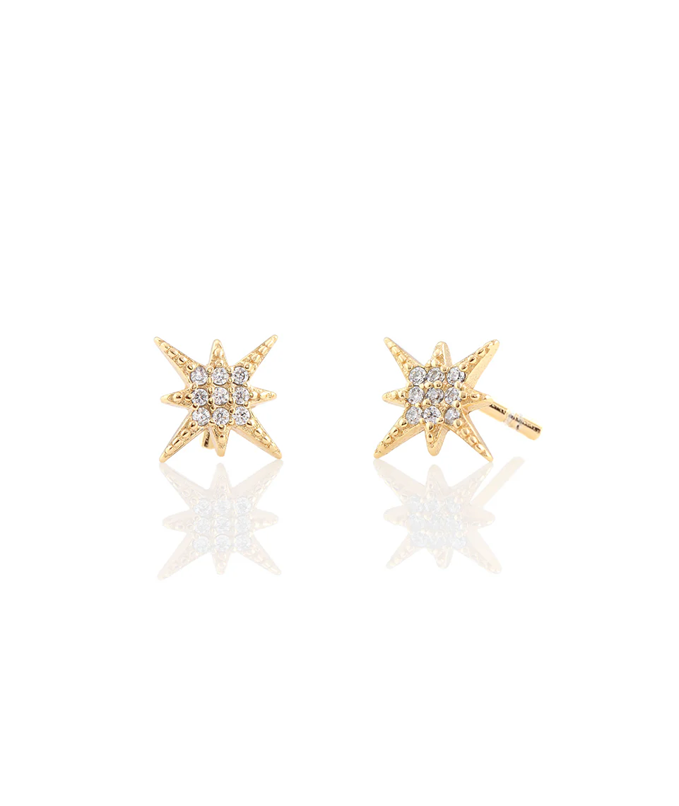 Kris Nations Starburst Pave Stud Earrings
