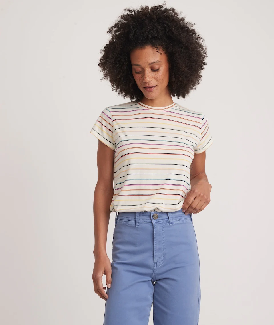Swing Crew Tee in Rainbow Stripe