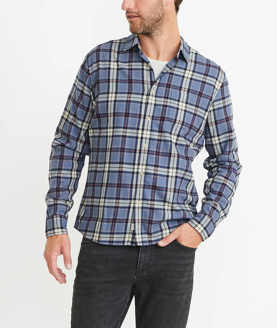 Handsome Jack Button Down in Faded Navy Plaid