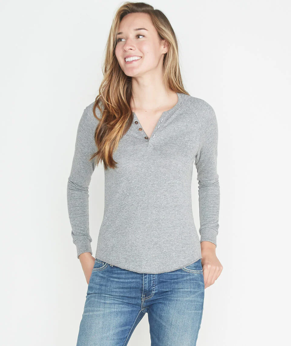 Double Knit Henley - Heather Grey