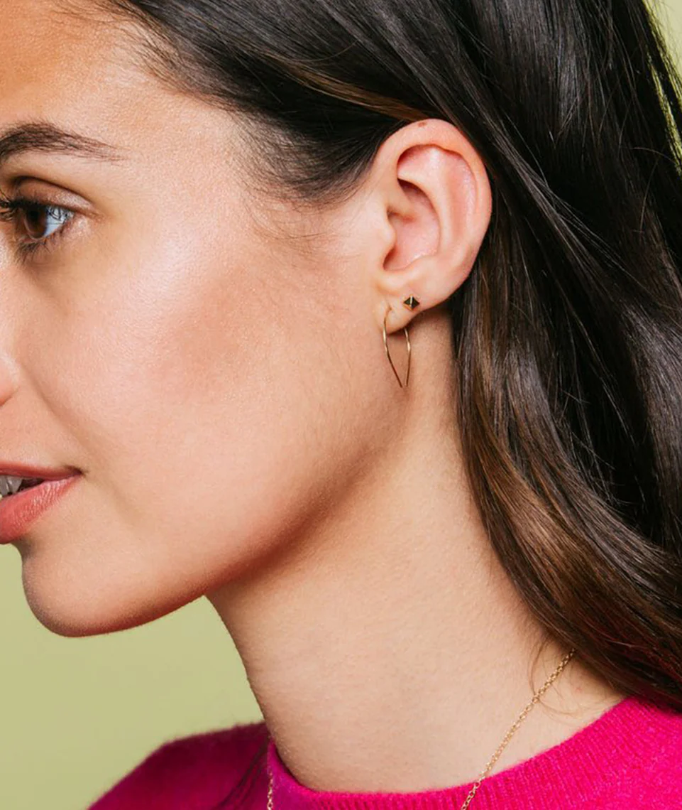 Kris Nations Balloon Pull Through Hoop Earrings in Gold