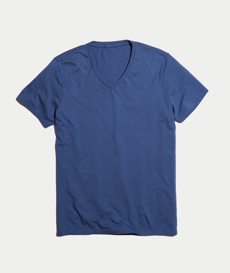 Signature V-Neck in Faded Aegean