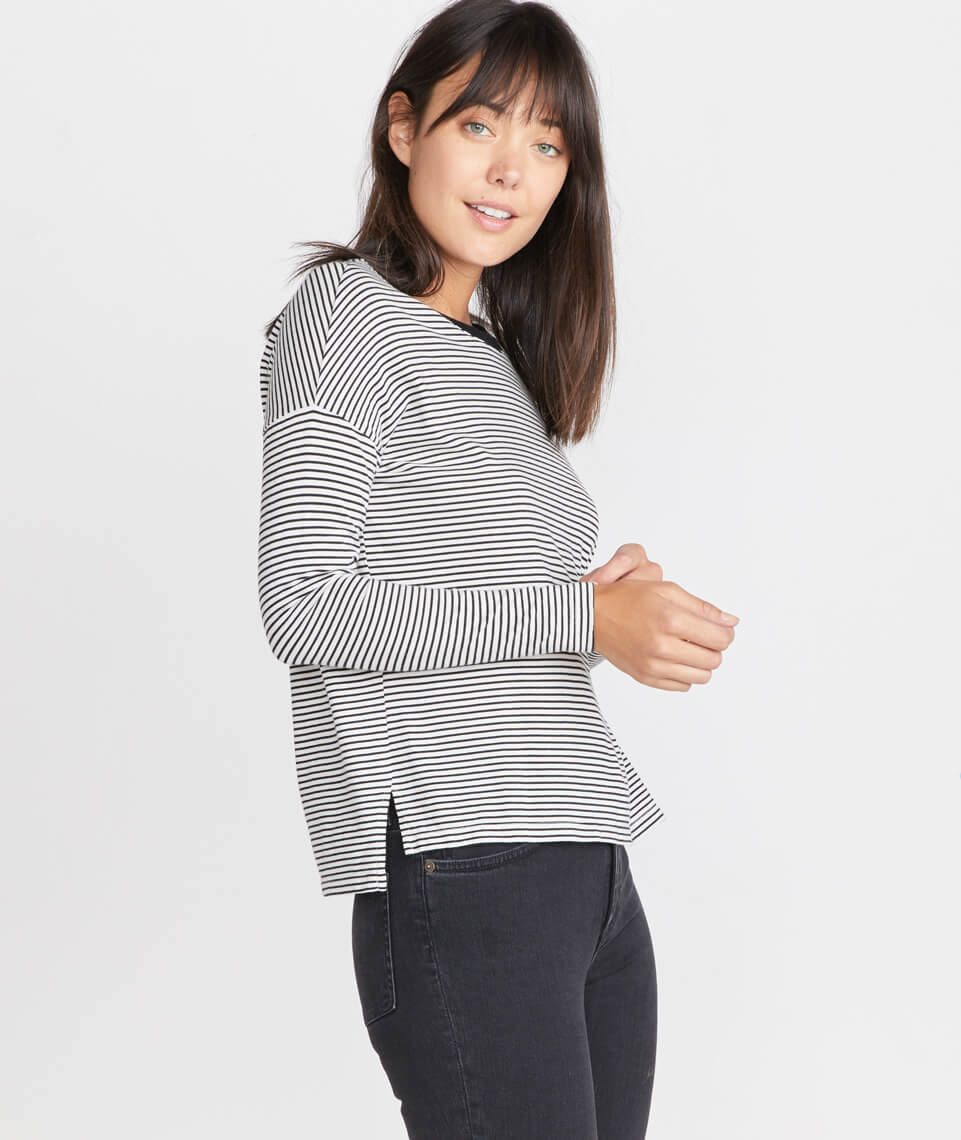 Merritt Crew in Black/White Stripe