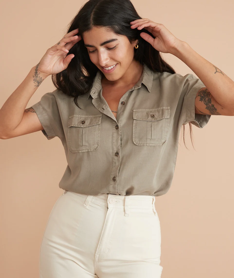 Dana Utility Shirt in Dusty Sage