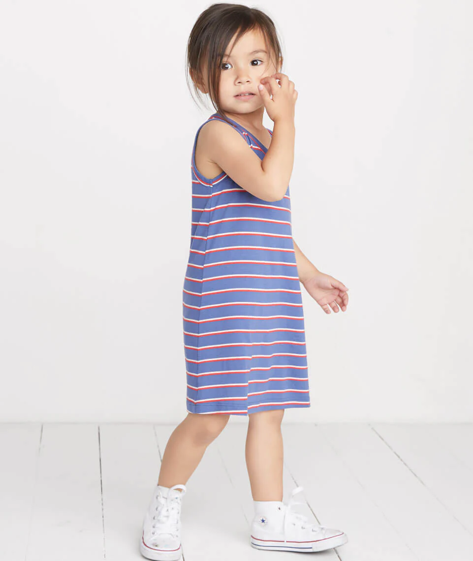Mini Alana Tank Dress in Faded Dahlia Stripe