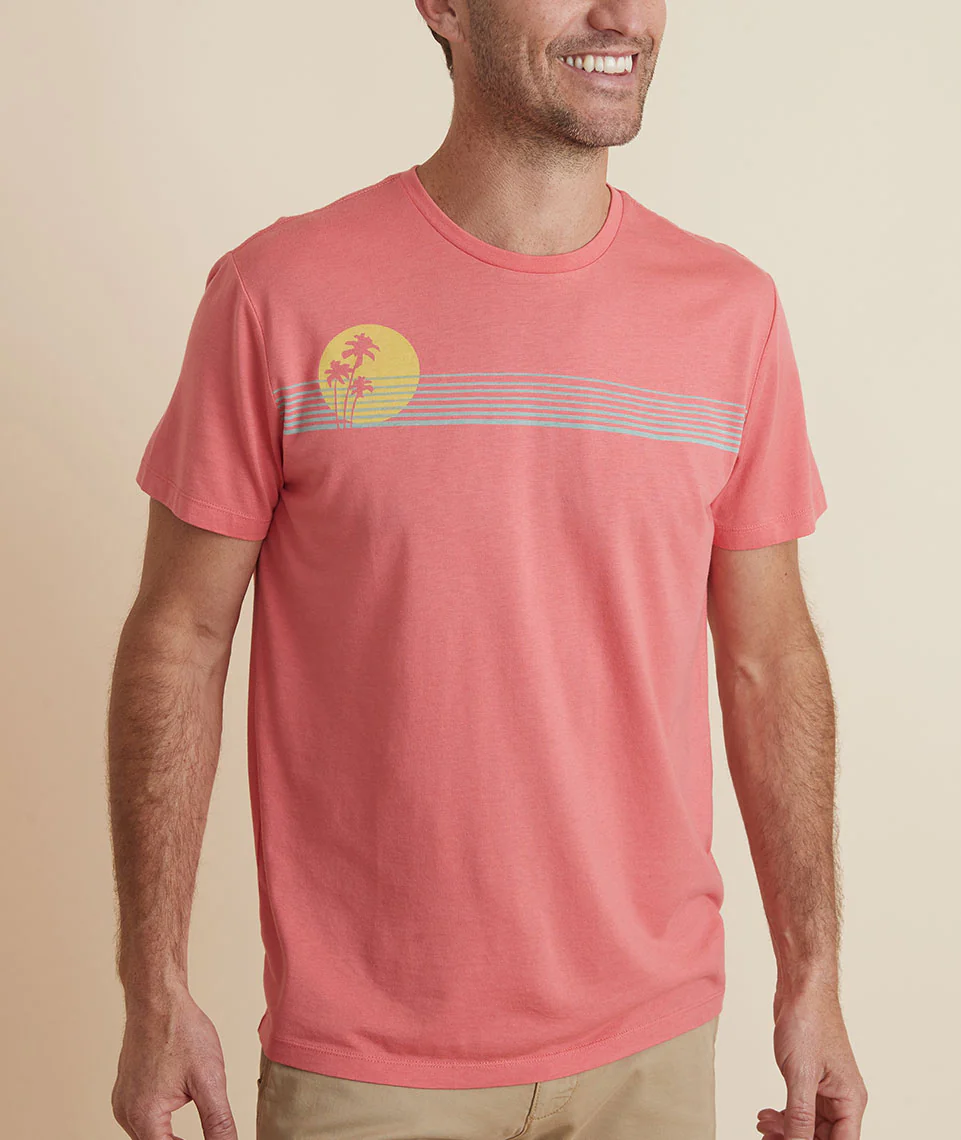 Signature Crew Graphic Tee in Baked Apple Palm Sunset
