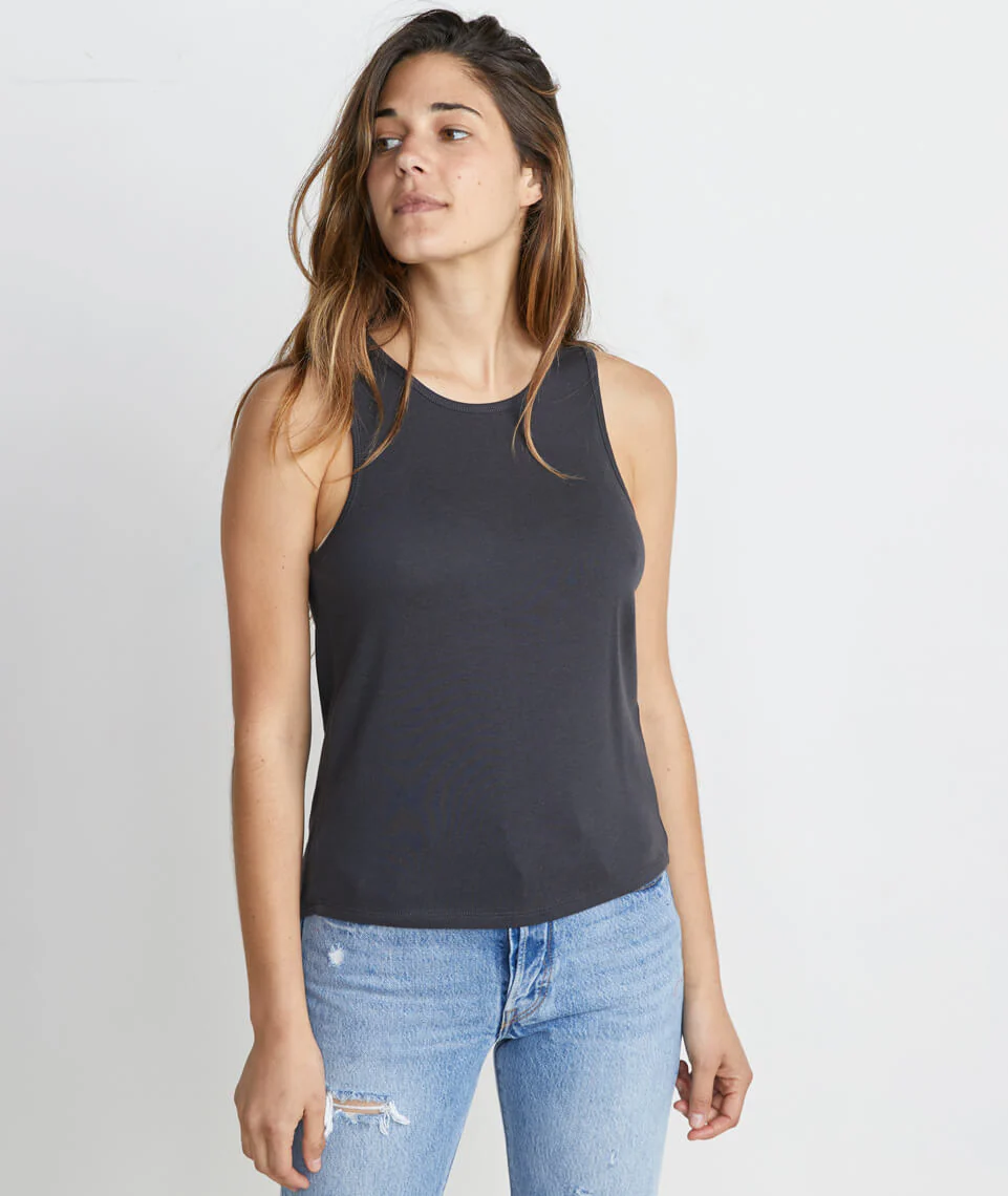 Lori Tie Back Tank in Faded Black